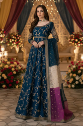 Maryam N Maria- Winter 3 Piece - Kataan Silk Embroidered Frock - SS0497